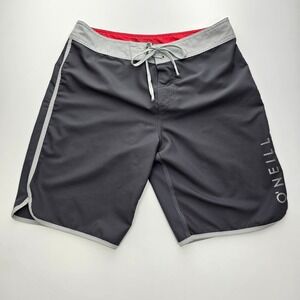 ONeill Hyperfreak Board Shorts Mens 30 Gray Charcoal Surf Swim Trunks 9 Inseam